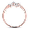 10k Rose Gold Womens Round Diamond Double Heartbeat Ring 1/5 Cttw