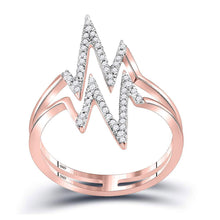  10k Rose Gold Womens Round Diamond Double Heartbeat Ring 1/5 Cttw