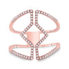 10k Rose Gold Womens Round Diamond Bisected Negative Space Band Ring 1/4 Cttw