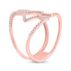 10k Rose Gold Womens Round Diamond Bisected Negative Space Band Ring 1/4 Cttw