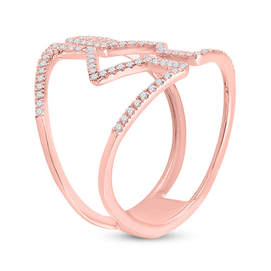 10k Rose Gold Womens Round Diamond Bisected Negative Space Band Ring 1/4 Cttw