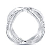 10k White Gold Womens Round Diamond Crossover Band Ring 1/3 Cttw