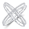 10k White Gold Womens Round Diamond Crossover Band Ring 1/3 Cttw