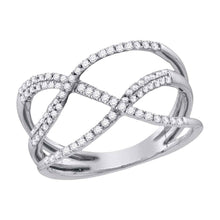  10k White Gold Womens Round Diamond Open Strand Band Ring 1/3 Cttw