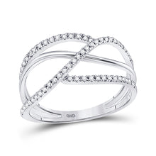  10k White Gold Womens Round Diamond Open Strand Band Ring 1/5 Cttw