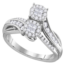  14k White Gold Princess Round Diamond Bypass Bridal Wedding Engagement Ring 1/2 Cttw
