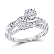  14k White Gold Princess Diamond Cluster Bridal Wedding Engagement Ring 1/2 Cttw