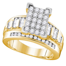  Yellow-tone Sterling Silver Round Diamond Cluster Bridal Wedding Engagement Ring 1 Cttw