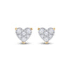 14k Yellow Gold Womens Round Diamond Heart Earrings 1/3 Cttw