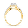 14k Yellow Gold Heart Diamond Bridal Wedding Ring Band Set 7/8 Cttw