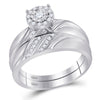 10k White Gold His Hers Round Diamond Solitaire Matching Wedding Set 1/3 Cttw