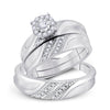 10k White Gold His Hers Round Diamond Solitaire Matching Wedding Set 1/3 Cttw