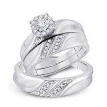  10k White Gold His Hers Round Diamond Solitaire Matching Wedding Set 1/3 Cttw