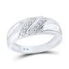 10k White Gold His Hers Round Diamond Cluster Matching Wedding Set 3/8 Cttw