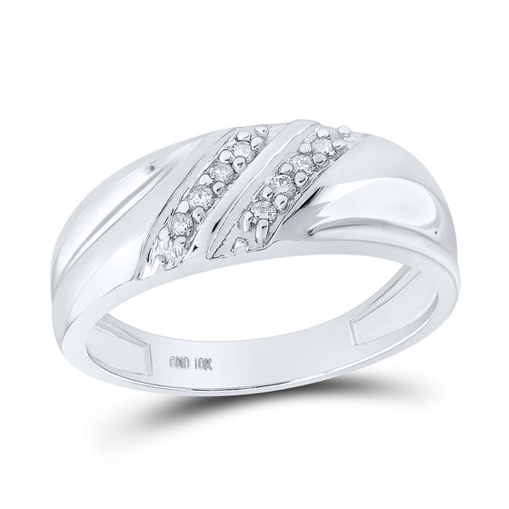 10k White Gold His Hers Round Diamond Cluster Matching Wedding Set 3/8 Cttw