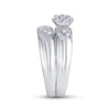 10k White Gold His Hers Round Diamond Cluster Matching Wedding Set 3/8 Cttw