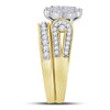 10k Yellow Gold His Hers Round Diamond Cluster Matching Wedding Set 1-1/3 Cttw
