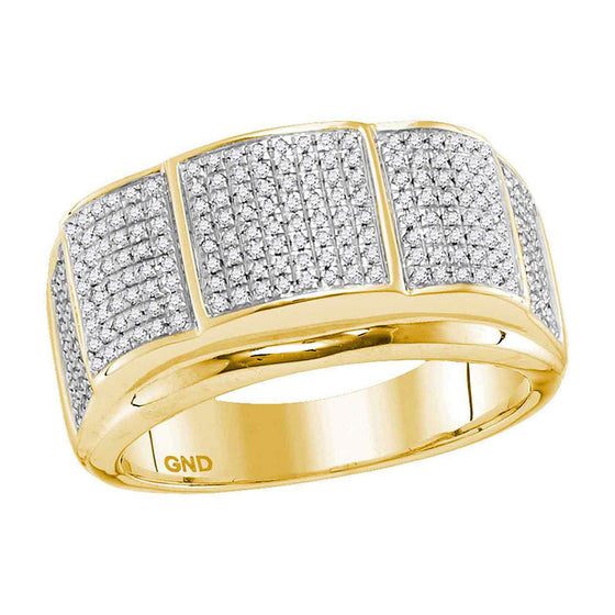 10k Yellow Gold Mens Round Diamond Band Ring 1/2 Cttw