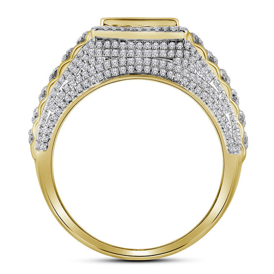 10k Yellow Gold Mens Round Diamond Square Cluster Ring 1-1/3 Cttw