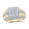 10k Yellow Gold Mens Round Diamond Square Cluster Ring 1-1/3 Cttw