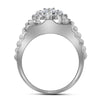 10k White Gold Mens Round Diamond Scalloped Cluster Ring 1 Cttw