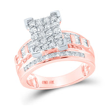  10k Rose Gold Round Diamond Cluster Bridal Wedding Engagement Ring 1 Cttw