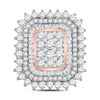 10k Rose Gold Womens Round Baguette Diamond Cluster Ring 3-1/2 Cttw