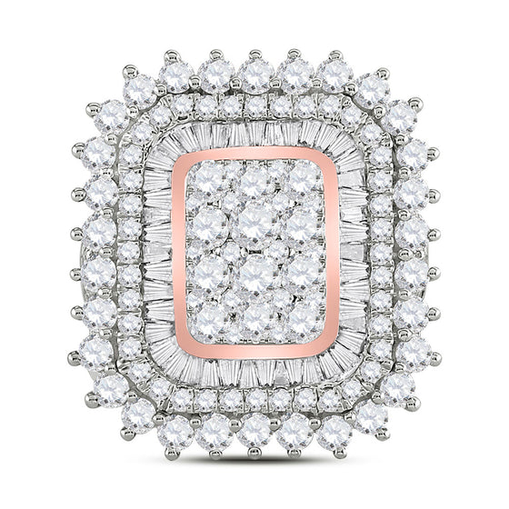 10k Rose Gold Womens Round Baguette Diamond Cluster Ring 3-1/2 Cttw