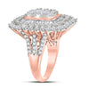 10k Rose Gold Womens Round Baguette Diamond Cluster Ring 3-1/2 Cttw