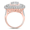 10k Rose Gold Womens Round Baguette Diamond Cluster Ring 3-1/2 Cttw