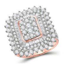  10k Rose Gold Womens Round Baguette Diamond Cluster Ring 3-1/2 Cttw