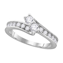  14k White Gold Round Diamond 2-stone Bridal Wedding Engagement Ring 3/4 Cttw