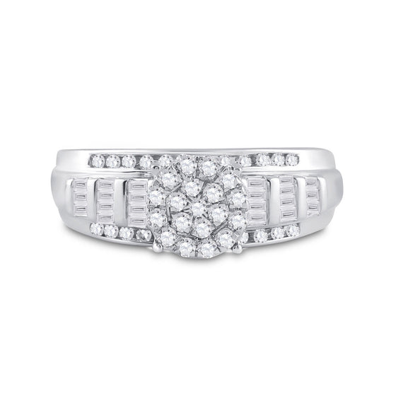 10k White Gold Round Diamond Cluster Bridal Wedding Engagement Ring 1/2 Cttw
