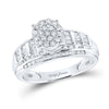 10k White Gold Round Diamond Cluster Bridal Wedding Engagement Ring 1/2 Cttw
