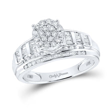  10k White Gold Round Diamond Cluster Bridal Wedding Engagement Ring 1/2 Cttw