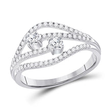  14k White Gold Round Diamond 2-stone Bridal Wedding Engagement Ring 1/2 Cttw