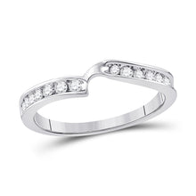  10k White Gold Womens Round Diamond 2-stone Wedding Band 1/4 Cttw