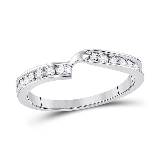 10k White Gold Womens Round Diamond 2-stone Wedding Band 1/4 Cttw