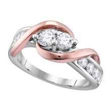  14k White Gold Round Diamond 2-stone Bridal Wedding Engagement Ring 3/4 Cttw