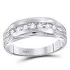 10k White Gold Mens Round Diamond Wedding Single Row Band Ring 1/4 Cttw