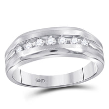  10k White Gold Mens Round Diamond Wedding Single Row Band Ring 1/4 Cttw