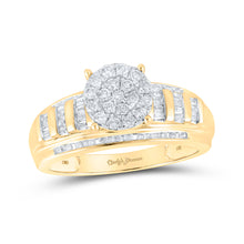  10k Yellow Gold Round Diamond Cluster Bridal Wedding Engagement Ring 1/2 Cttw