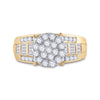 10k Yellow Gold Round Diamond Cluster Bridal Wedding Engagement Ring 1 Cttw