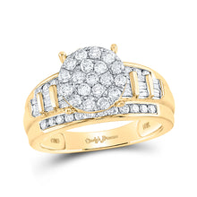  10k Yellow Gold Round Diamond Cluster Bridal Wedding Engagement Ring 1 Cttw