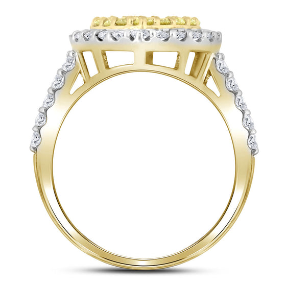 14k Yellow Gold Womens Round Yellow Diamond Heart Ring 1 Cttw