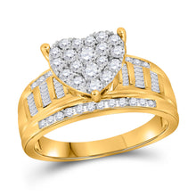  10k Yellow Gold Round Diamond Heart Bridal Wedding Engagement Ring 1 Cttw