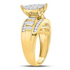 10k Yellow Gold Round Diamond Heart Cluster Bridal Wedding Engagement Ring 1 Cttw