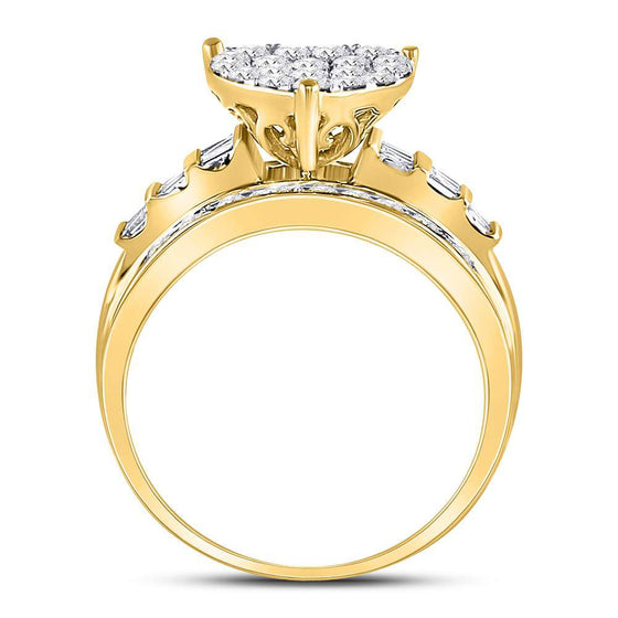 10k Yellow Gold Round Diamond Heart Cluster Bridal Wedding Engagement Ring 1 Cttw