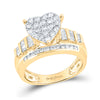 10k Yellow Gold Round Diamond Heart Cluster Bridal Wedding Engagement Ring 1 Cttw