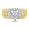 10k Yellow Gold Round Diamond Heart Cluster Bridal Wedding Engagement Ring 1 Cttw